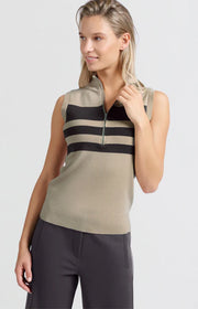 Yaya 01-000451-503 Sleeveless sweater with block stripe