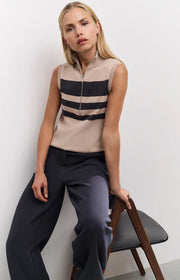 Yaya 01-000451-503 Sleeveless sweater with block stripe