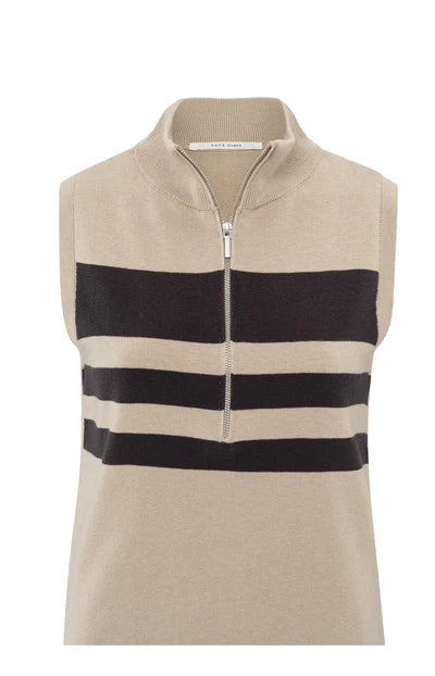 Yaya 01-000451-503 Sleeveless sweater with block stripe