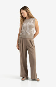 Yaya 01-000481-507 Sleeveless jacquard knit top