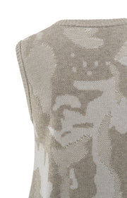 Yaya 01-000481-507 Sleeveless jacquard knit top