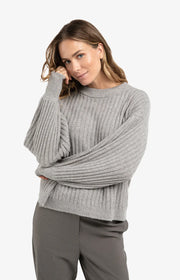 Yaya 01-000538-510 Ribbed sweater round taupe