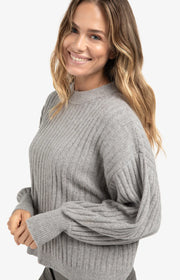 Yaya 01-000538-510 Ribbed sweater round taupe