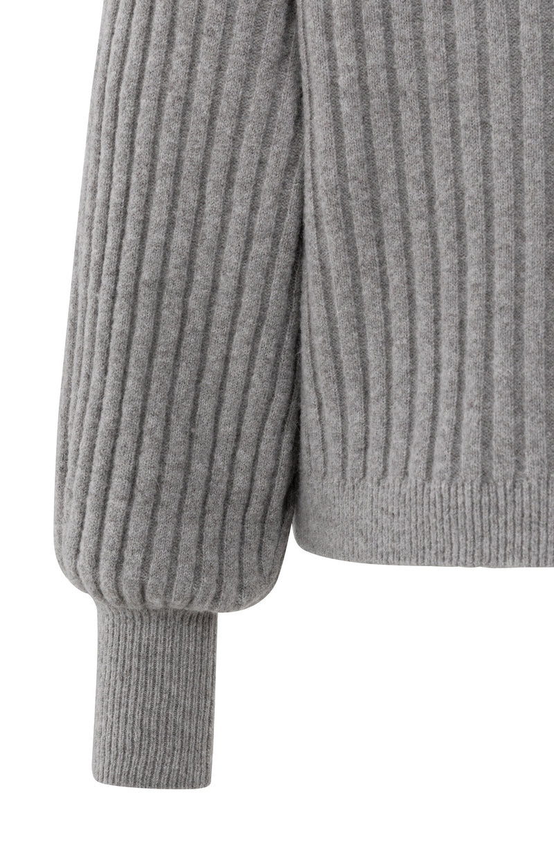Yaya 01-000538-510 Ribbed sweater round taupe