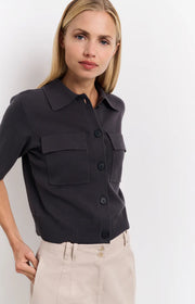 Yaya 01-010101-503 Short sleeve cardigan with chest pockets