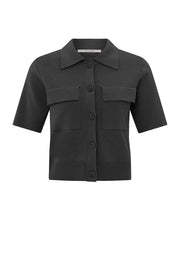 Yaya 01-010101-503 Short sleeve cardigan with chest pockets