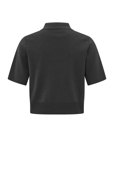 Yaya 01-010101-503 Short sleeve cardigan with chest pockets