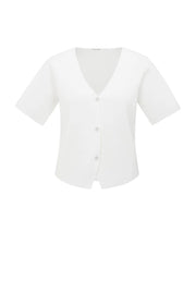 Yaya 01-010115-507 Knitted top with short sleeves white