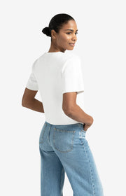 Yaya 01-010115-507 Knitted top with short sleeves white