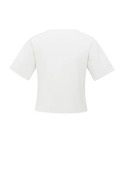 Yaya 01-010115-507 Knitted top with short sleeves white