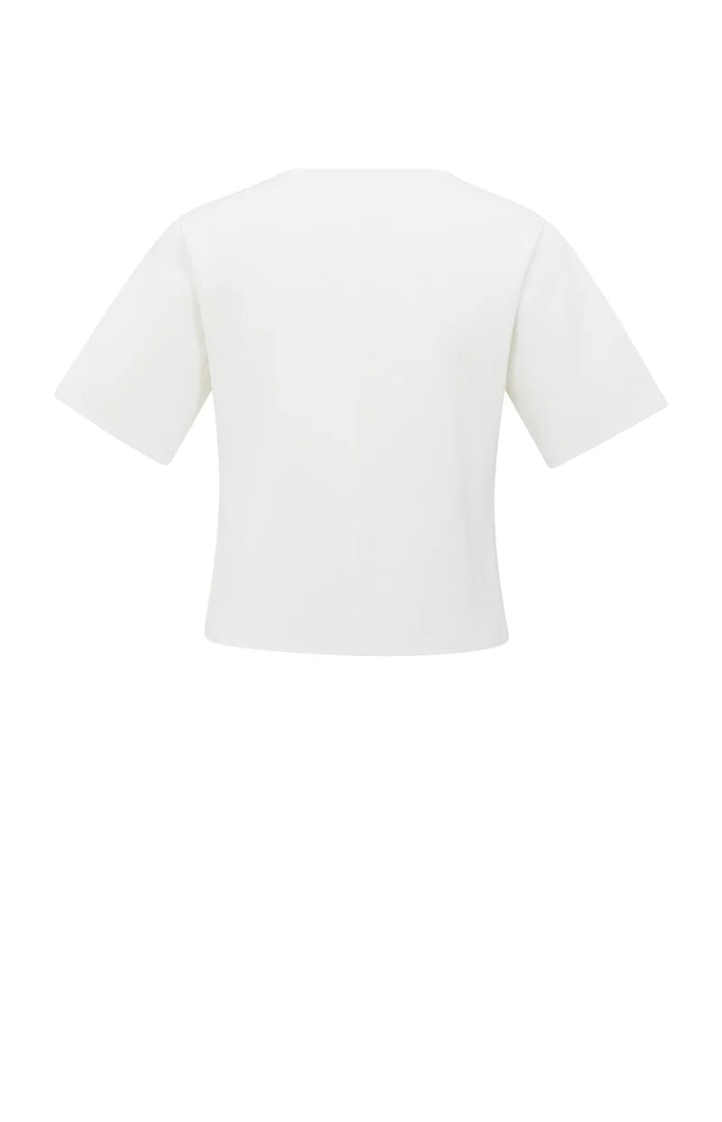 Yaya 01-010115-507 Knitted top with short sleeves white