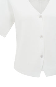 Yaya 01-010115-507 Knitted top with short sleeves white
