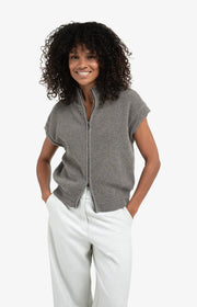 Yaya 01-010132-510 Sleeveless zip up cardi grey