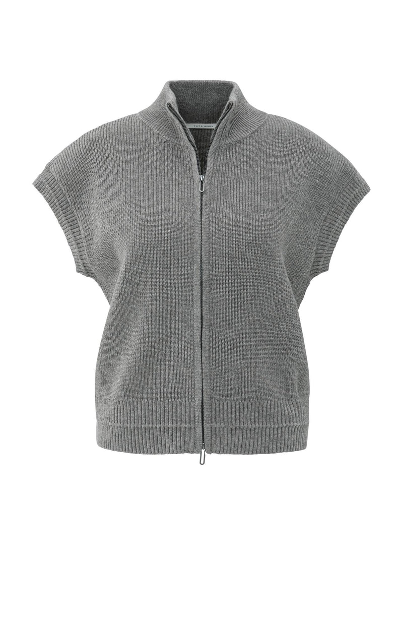 Yaya 01-010132-510 Sleeveless zip up cardi grey