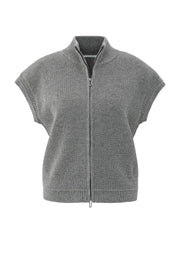 Yaya 01-010132-510 Sleeveless zip up cardi grey