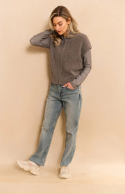 Yaya 01-010132-510 Sleeveless zip up cardi grey