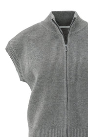Yaya 01-010132-510 Sleeveless zip up cardi grey