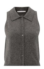 Yaya 01-010133-510 sleeveless cardi with collar grey