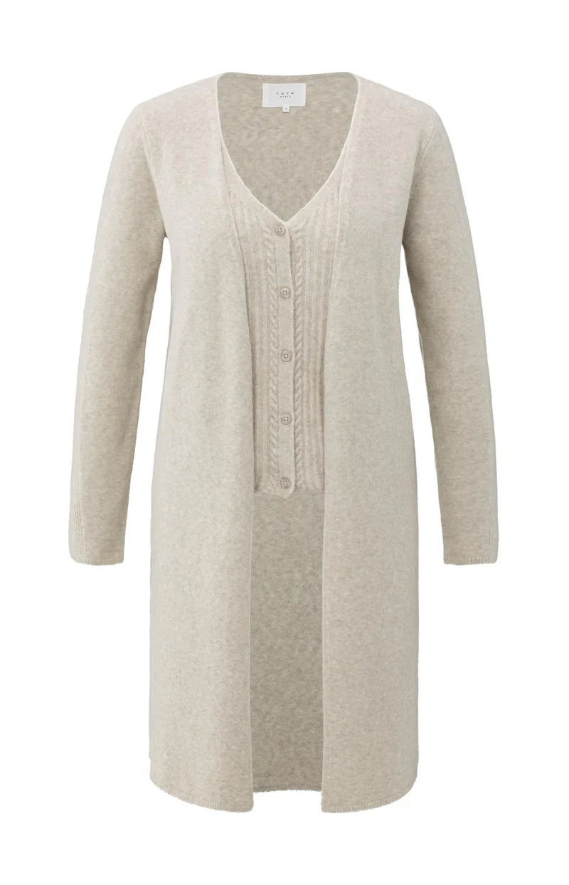 Yaya 01-010138-510 Long cardi gilet layer grey