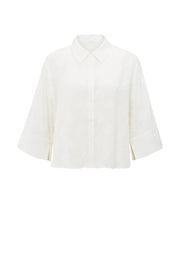 Yaya 01-201165-507 cropped airy blouse with woven detail