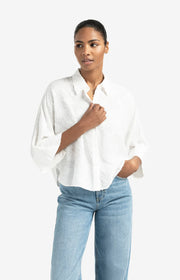Yaya 01-201165-507 cropped airy blouse with woven detail