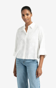 Yaya 01-201165-507 cropped airy blouse with woven detail