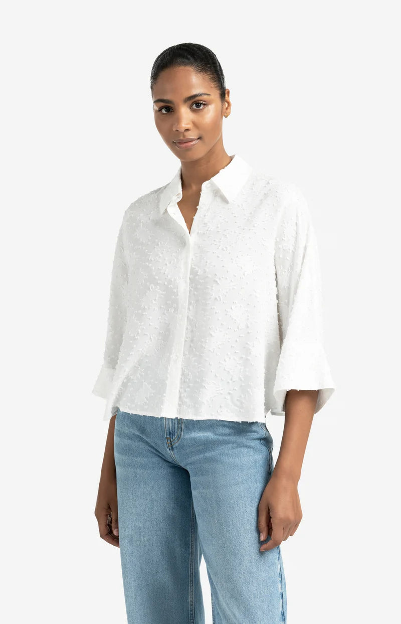 Yaya 01-201165-507 cropped airy blouse with woven detail
