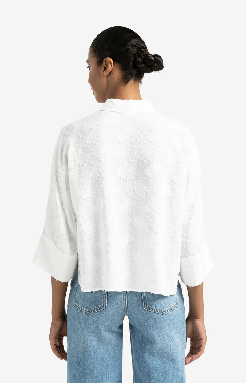 Yaya 01-201165-507 cropped airy blouse with woven detail
