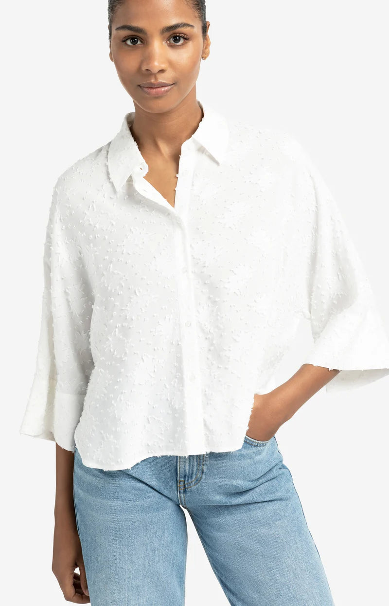 Yaya 01-201165-507 cropped airy blouse with woven detail