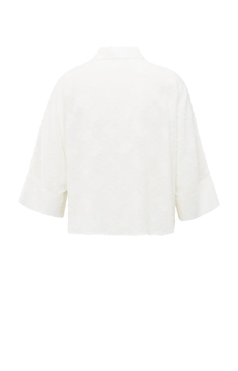 Yaya 01-201165-507 cropped airy blouse with woven detail