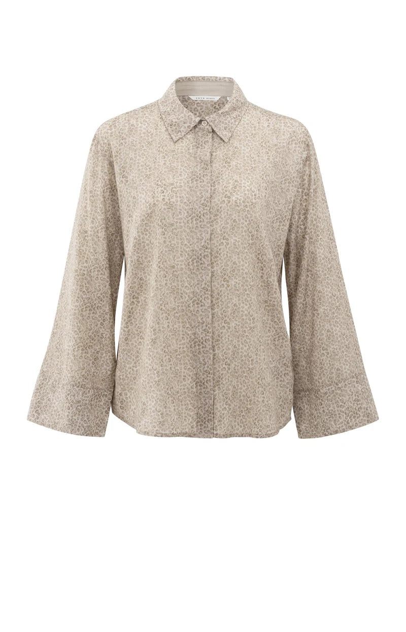 Yaya 01-201166-507 Leopard print blouse with back button detail