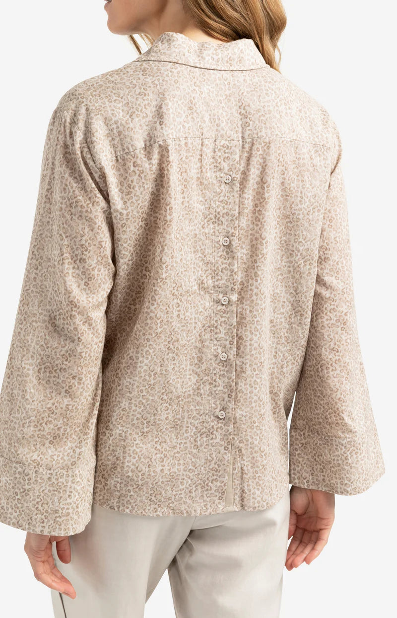 Yaya 01-201166-507 Leopard print blouse with back button detail