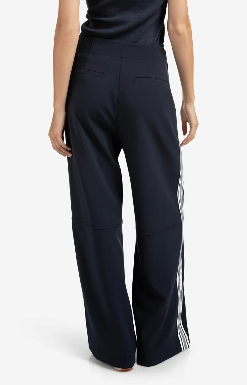 Yaya 01-3011215-50 High waist trousers with stripe nav