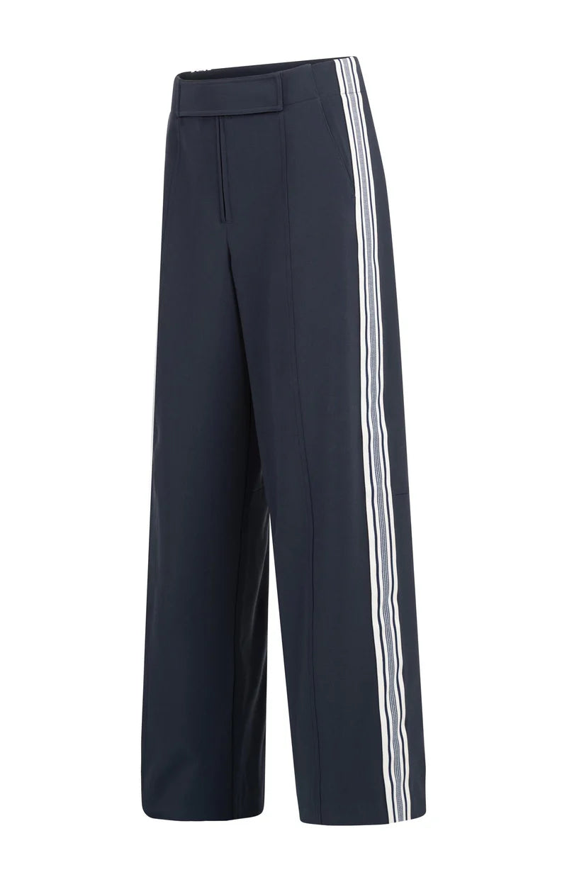 Yaya 01-3011215-50 High waist trousers with stripe nav