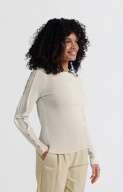 Yaya 01-709265-503 Long sleeve ribbed top with buttons