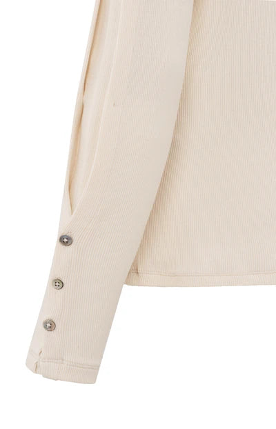 Yaya 01-709265-503 Long sleeve ribbed top with buttons