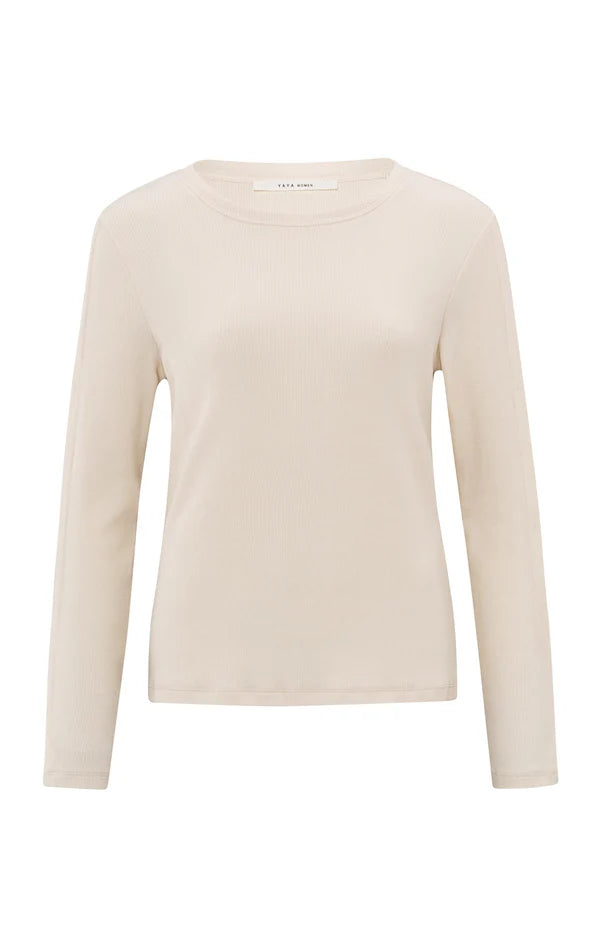 Yaya 01-709265-503 Long sleeve ribbed top with buttons