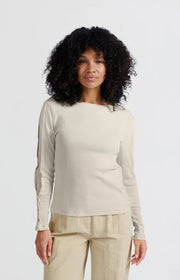 Yaya 01-709265-503 Long sleeve ribbed top with buttons