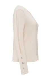 Yaya 01-709265-503 Long sleeve ribbed top with buttons