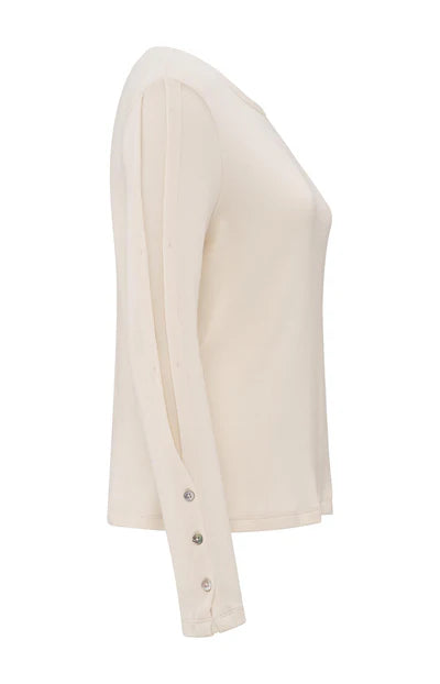 Yaya 01-709265-503 Long sleeve ribbed top with buttons