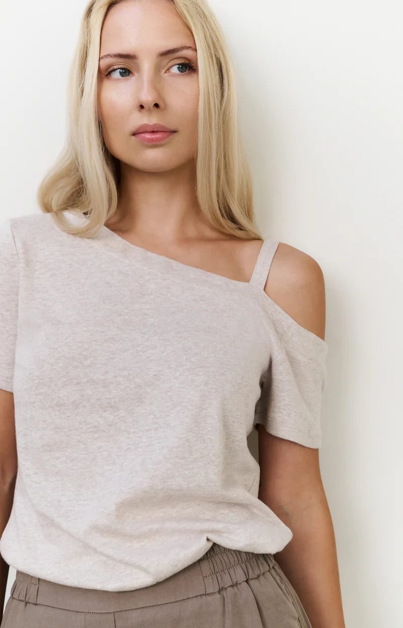 Yaya 01-709304-507 Asymmetric t shirt with shoulder strap