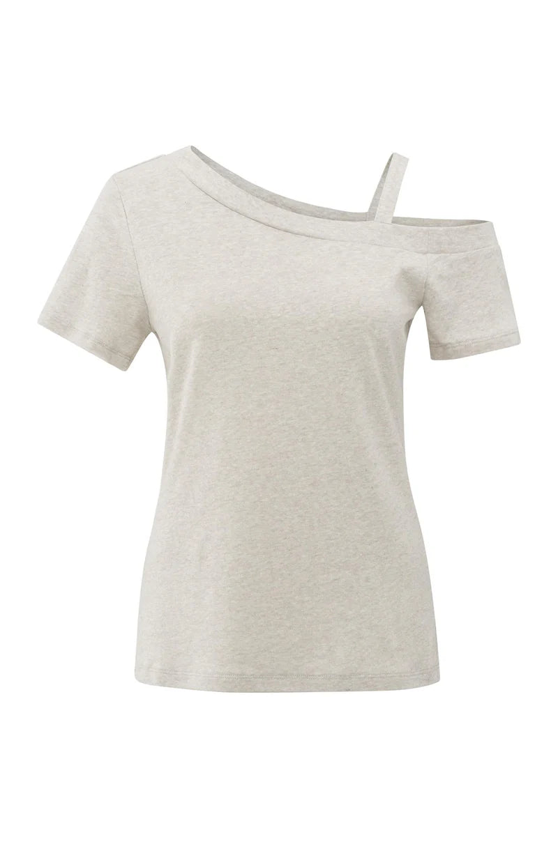 Yaya 01-709304-507 Asymmetric t shirt with shoulder strap