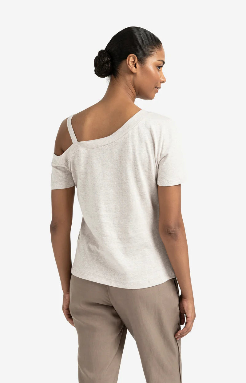 Yaya 01-709304-507 Asymmetric t shirt with shoulder strap