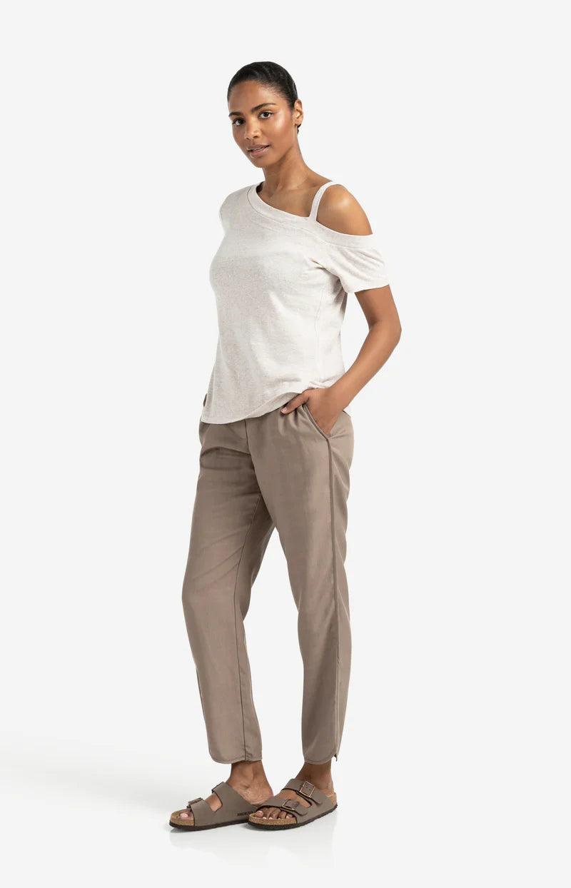 Yaya 01-709304-507 Asymmetric t shirt with shoulder strap