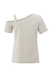 Yaya 01-709304-507 Asymmetric t shirt with shoulder strap