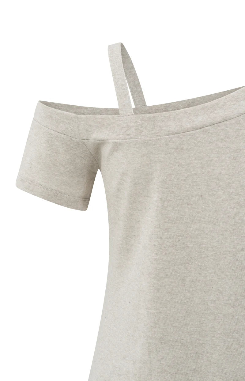 Yaya 01-709304-507 Asymmetric t shirt with shoulder strap